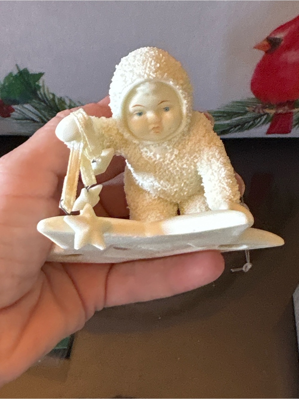 Department 56 Cream Snow Baby Figurine with Star Sled